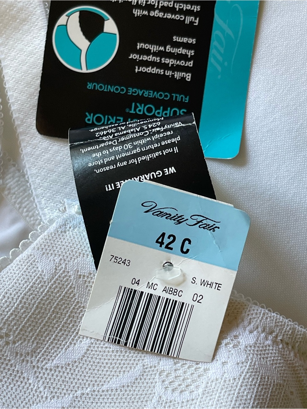Vanity Fair White Lace Underwire Bra with Molded Cups 42C Brand New! - Picture 6 of 7